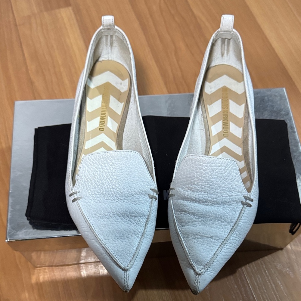 White Nicholas Kirkwood Beya Leather Women's Flats